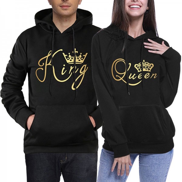 Couple Hoodies Sweatshirts - King & Queen Hoodie His and Hers Hoodies Black