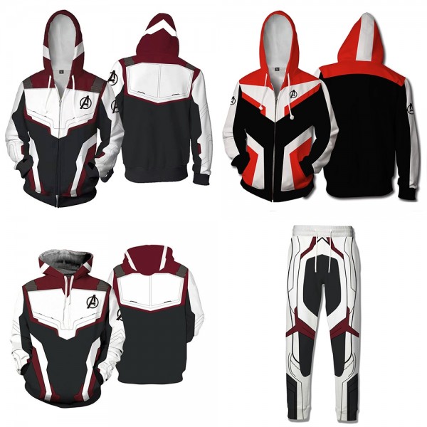 Avengers 4 Endgame Hoodie - Endgame Quantum Suit Uniform Cosplay 3D Zip Up Hoodies Jacket Coat Pants T-Shirt Costume