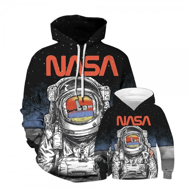 NASA Astronaut Hoodie Sweatshirt Black For Men Women Kids Family Matching Adult Children