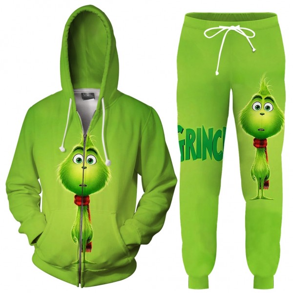 How The Grinch Stole Christmas Grinch 3D Zip Up Hoodie Jacket Pants