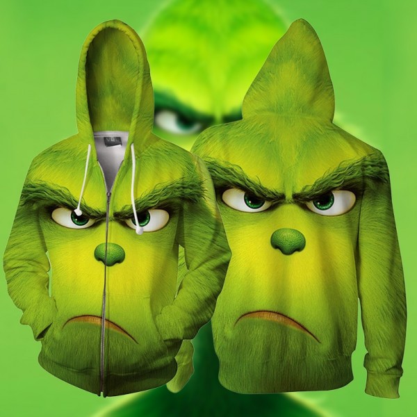 How The Grinch Stole Christmas Green Grinch 3D Zip Up Hoodie Jacket
