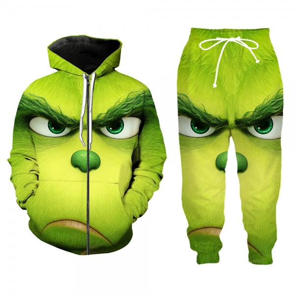 How The Grinch Stole Christmas Grinch Zip Up Hoodie Jacket Pants Trousers