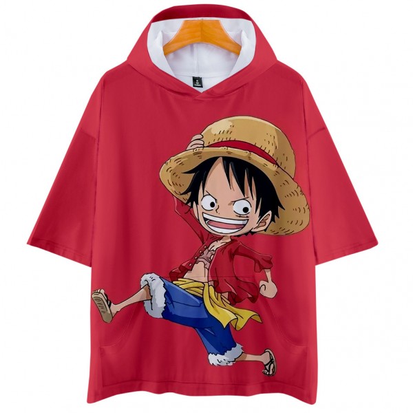 One Piece Hooded T-shirt - Straw Hat Pirate Captain Monkey D Luffy 3D Hoodie Sweatshirt Cosplay Costume