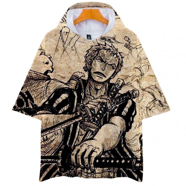 One Piece Hooded T-shirt - Cool Roronoa Zoro 3D Hoodie Sweatshirt