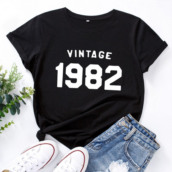 Oversized 40th Birthday Shirt Vintage 1982 Printed Tops