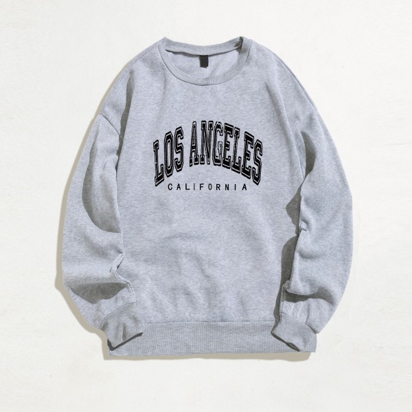 Los Angeles California Letter Graphic Sweatshirt Round Neck Pullovers
