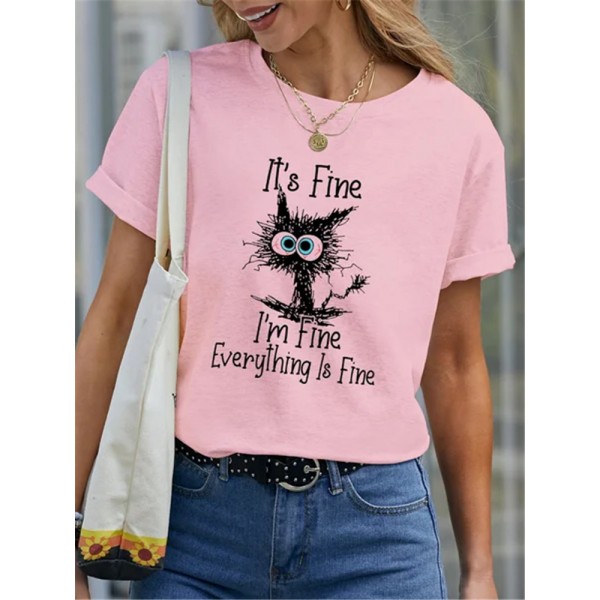 Black Cat It's Fine I'm Fine Everything Is Fine T-shirt
