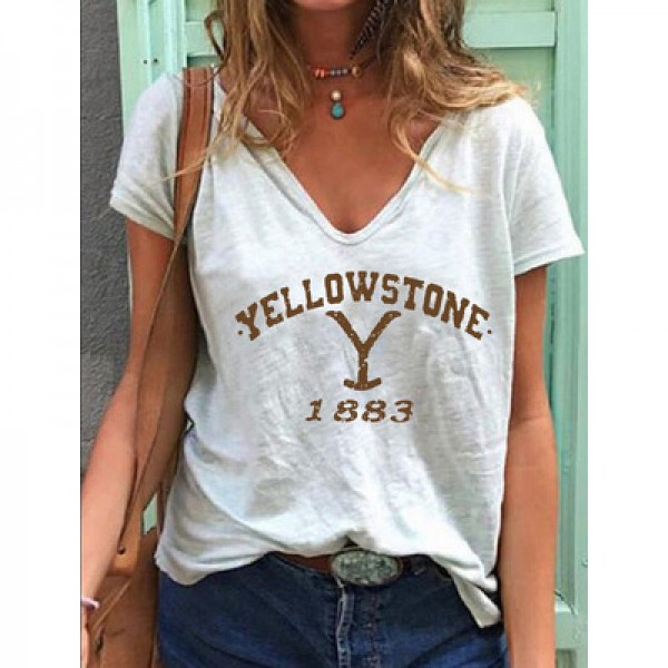 Womens Yellowstone V-neck Short Sleeve Shirts