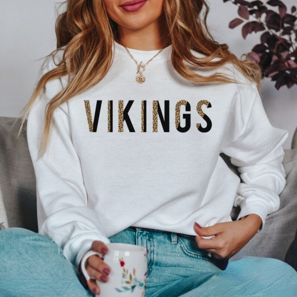 Ladies Vikings Letter Crew Sweatshirt