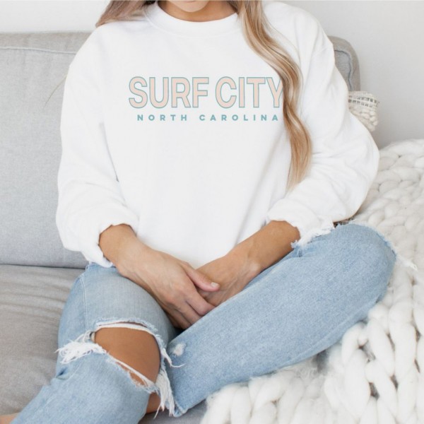 Surf City North Caroline Crewneck Sweatshirts
