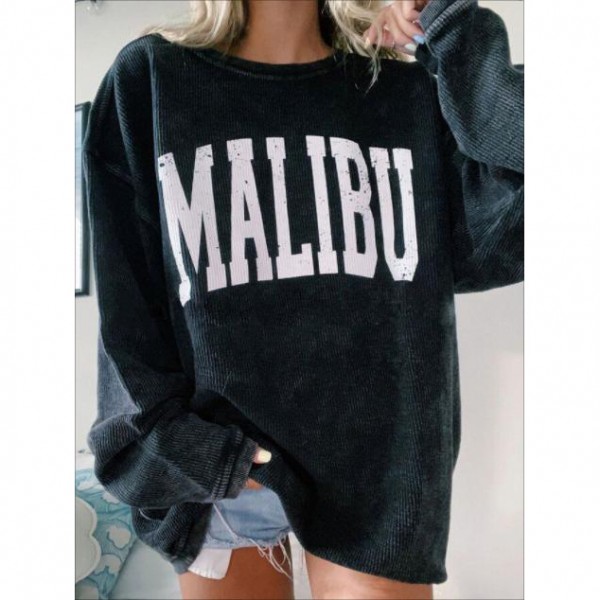 Women's Malibu Printed Oversized Long Sleeve Sweatshirt