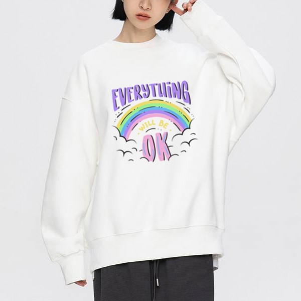 Women's Everything Will Be Ok Rainbow Graphic Sweatshirt