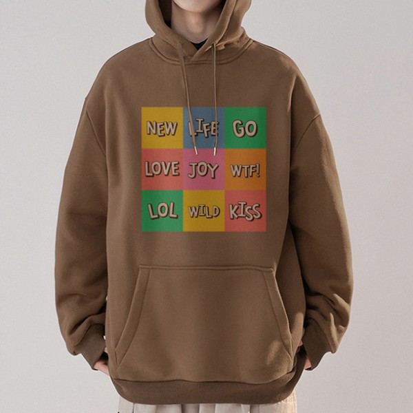Men's Life Letter In Squared Paper Hoodie