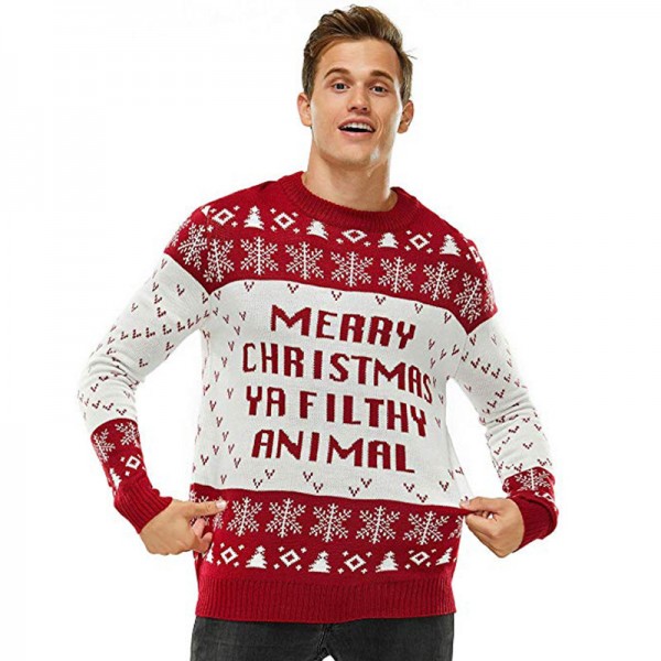 Men's Ugly Christmas Novelty Santa Pullover Sweater