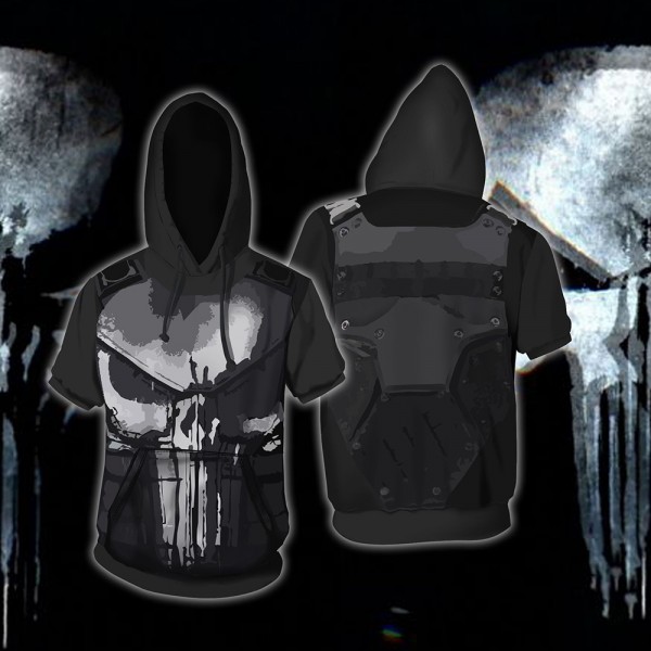 The Punisher (2017) Short Sleeve Hoodie T-Shirt 3D Hooded Tee