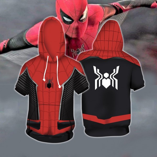 Spider-Man Far From Home Short Sleeve Hoodie T-Shirt 3D Hooded Tee