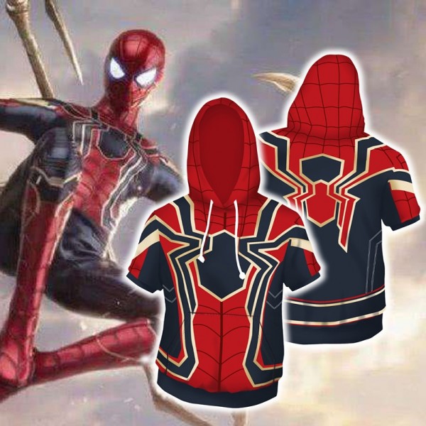 Homecoming Iron Spider-Man Short Sleeve Hoodie T-Shirt 3D Hooded Tee