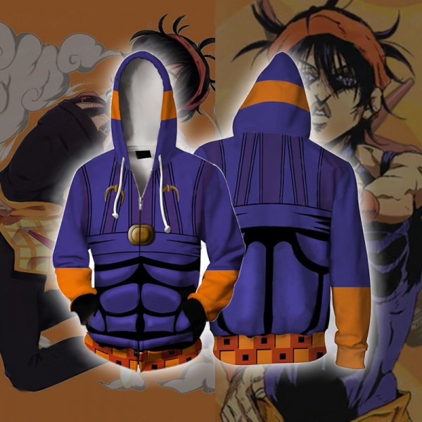 JoJo's Bizarre Adventure Hoodies - Golden Wind Narancia Ghirga Hoodie Zip Up Jacket Cosplay Costume