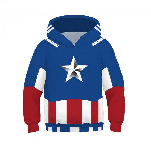 Kids Captain America 3D Pullover Hoodies Sweatshirt