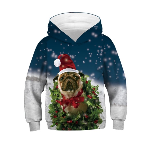 Santa Pug 3D Kids Hoodies Sweatshirt