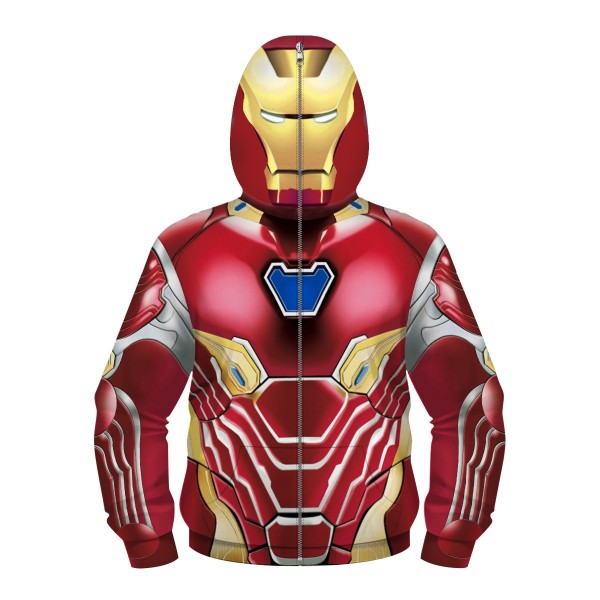 Kids Avengers Iron Man Full Zip Up Hoodie Jacket