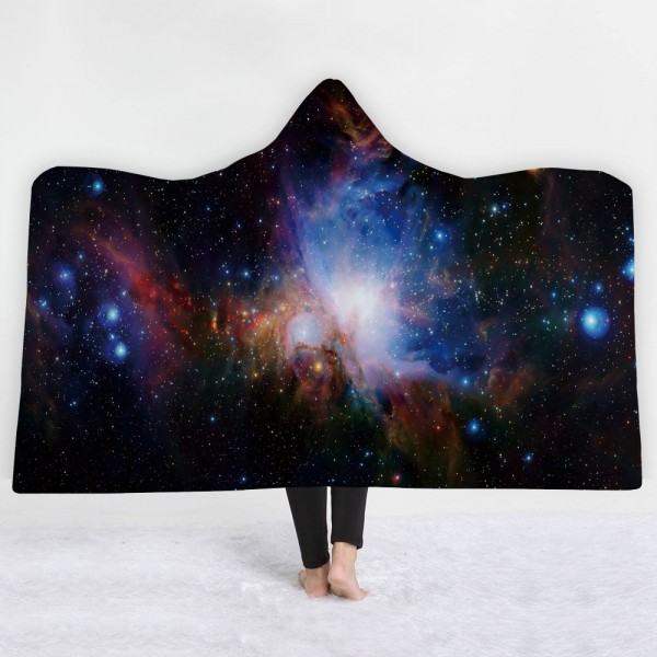 Shining Star Fancy Galaxy Wearable 3D Printing Hooded Blanket
