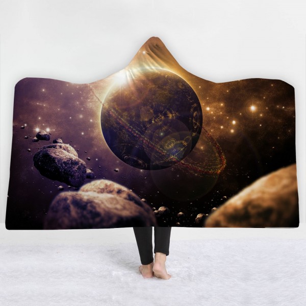 Bright Planet Galaxy Wearable 3D Printing Hooded Blanket