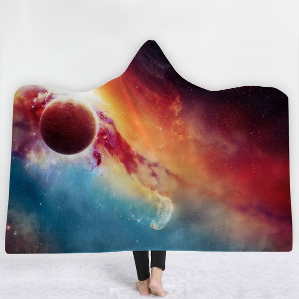 Planet Galaxy Dreamlike 3D Printing Hooded Blanket