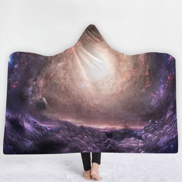 Bright Space Galaxy 3D Printing Hooded Blanket