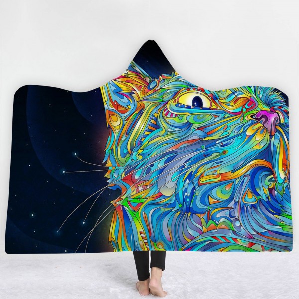 Colorful Space Galaxy 3D Printing Hooded Blanket