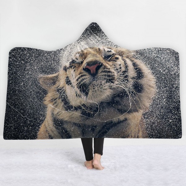 Snow Tiger Wearable 3D Printing Hooded Blanket