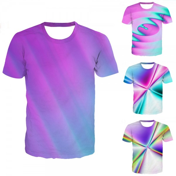 Tie-Dye Purple T-Shirt 3D Short Sleeve Tee