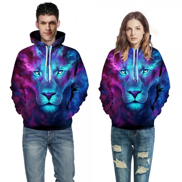 Galaxy 3D Lion Printed Hoodies Sweatshirt Pullover