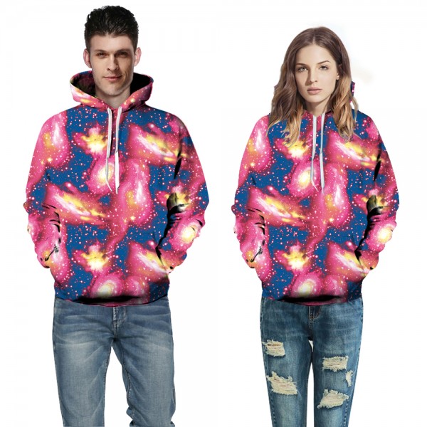 Pink Galaxy 3D Printed Hoodies Sweatshirt Pullover