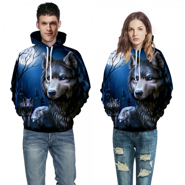 Trendy 3D Wolf Mens Hoodies Sweatshirt