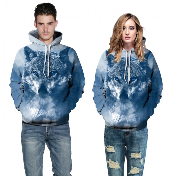 Ice Wolf 3D Hoodie Sweatshirt For Men