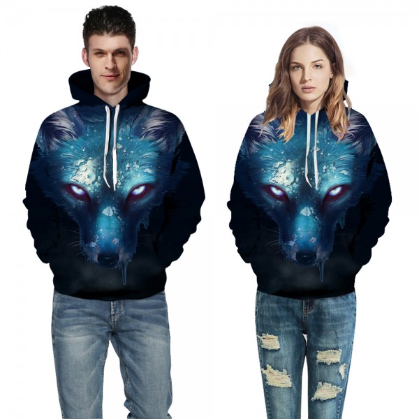 Blue Wolf 3D Hoodies Sweatshirt Pullover For Women & Men