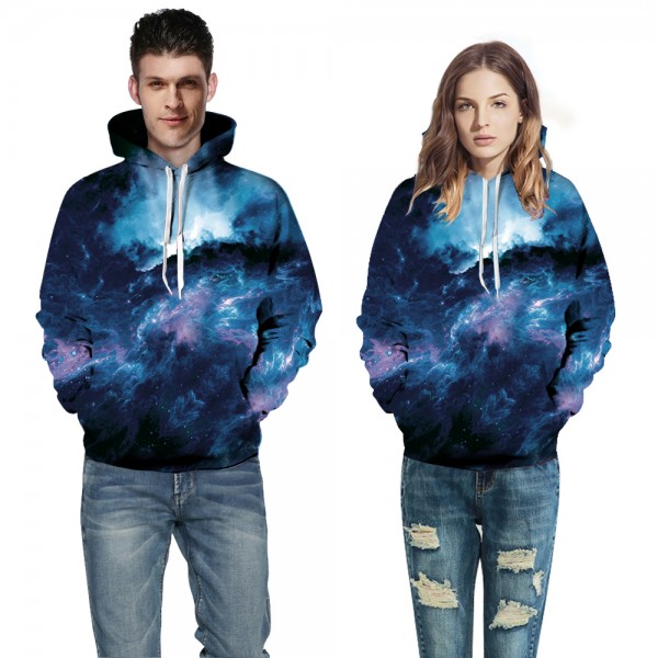 Blue Galaxy Design 3D Print Hooded Sweatshirt