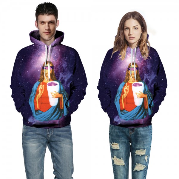 Purple Galaxy Design 3D Print Hooded Sweatshirt