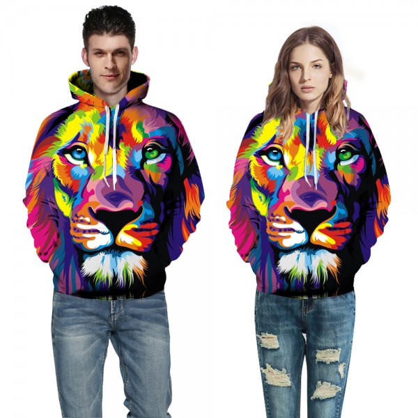 Lion Face Animal 3D Print Hooded Sweatshirt