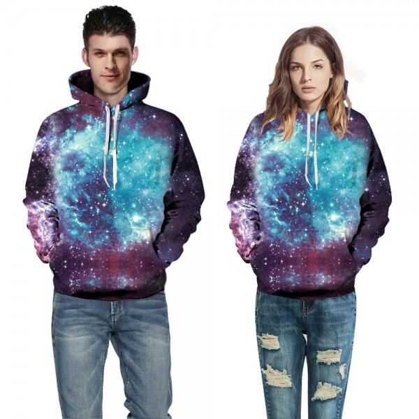 Blue & Purple Galaxy 3D Hooded Sweatshirt