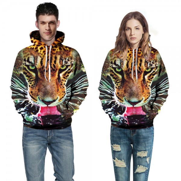 Leopard Face Animal 3D Hoodie Pullover Sweatshirt