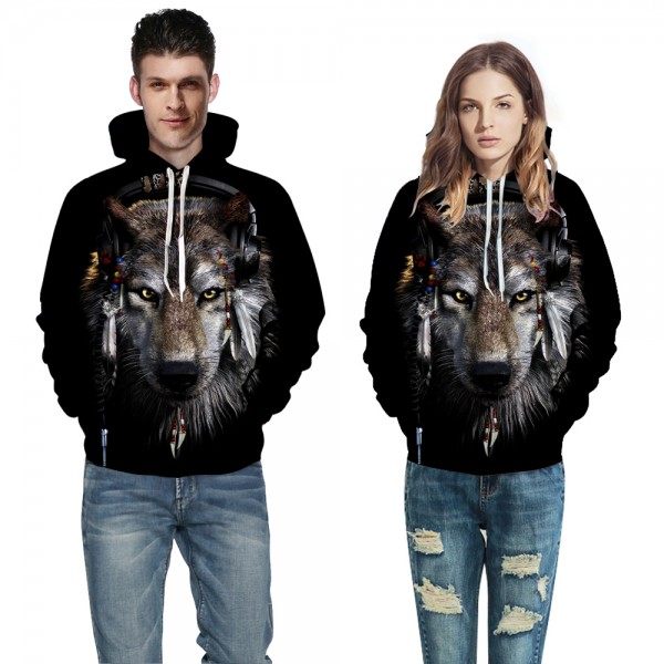 Wolf Face Animal 3D Sweatshirt Hoodie Pullover