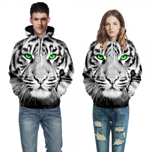Grey Tiger 3D Sweatshirt Hoodie Pullover