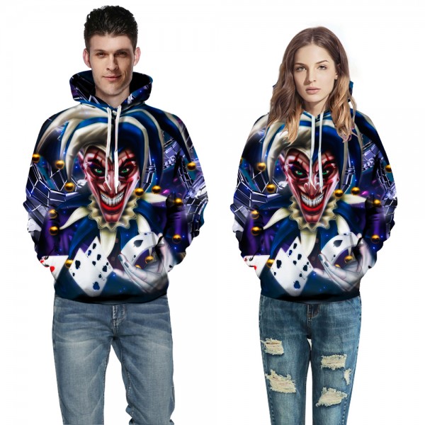Men'S 3D Print Hoodie Cool Clown Sweatshirt