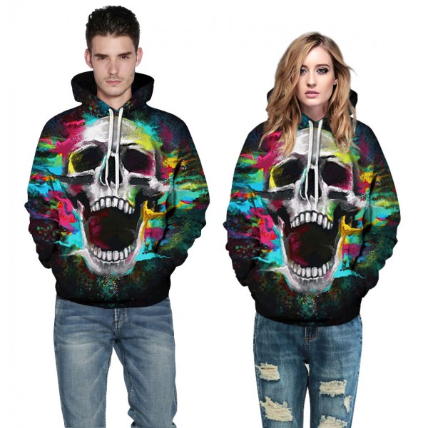 Black Skull 3D Hoodie Sweatshirt