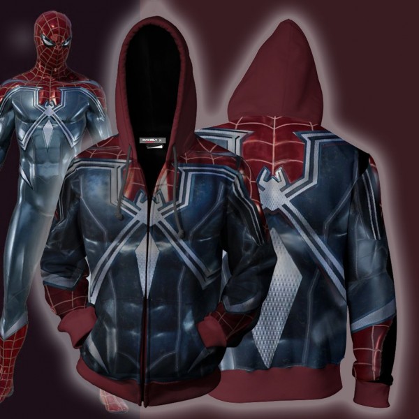 Spiderman Hoodie - Spider-Man Resilient Suit 3D Zip Up Hoodies Jacket Cosplay For Men