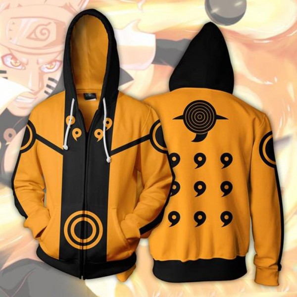 Naruto Hoodie - Naruto Uzumaki Rikudou Sennin Mode 3D Zip Up Hoodies Jacket Coat