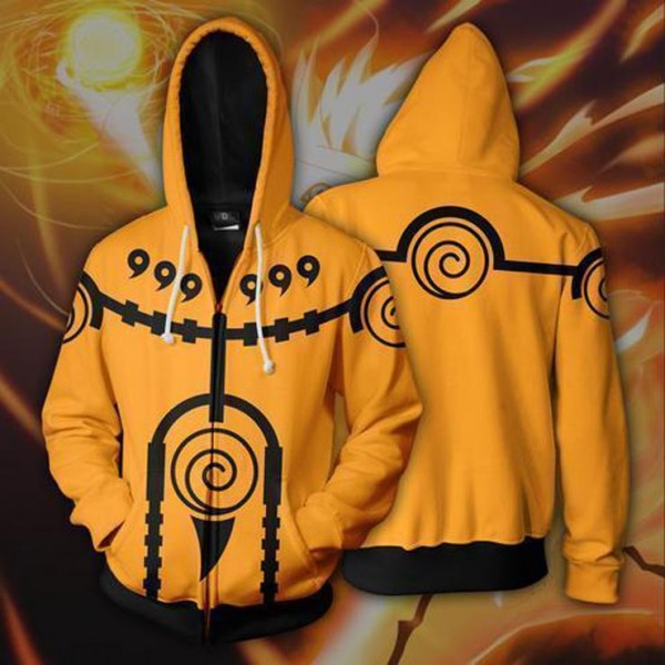 Naruto Hoodie - Naruto Nine Tails Charka Mode 3D Zip Up Hoodies Jacket Coat
