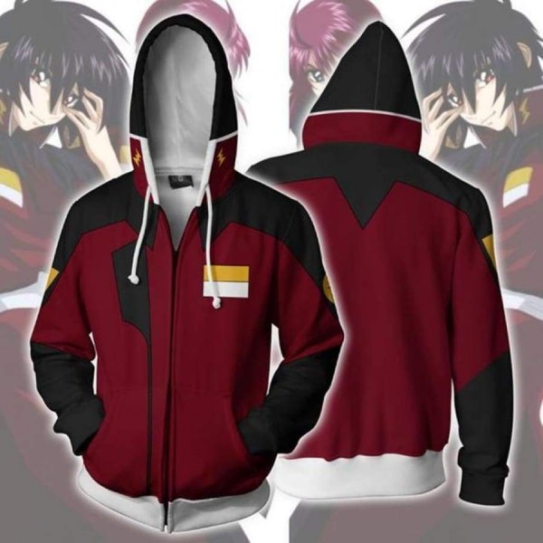 Mobile Suit Gundam Hoodies - Zaft Uniform Red 3D Zip Up Hoodie Jacket Cosplay Costume